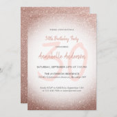 Stilvolle Glam Pink Rose Gold Sparkle 30. Geburtst Einladung (Vorne/Hinten)