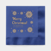 Stilvolle Glam Retro Blue Frohe Weihnachtsschneefl Servietten Mit Folie (Vorderseite)