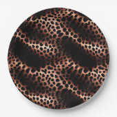 Stilvolle Glam Rose Gold Black Leopard Pappteller (Vorderseite)