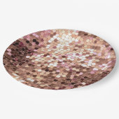 Stilvolle Glam Rose Gold Blush Pink Confetti Pappteller (Schrägansicht)