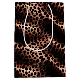Stilvolle Glam Rose Gold Blush Pink Leopard Sparkl Mittlere Geschenktüte