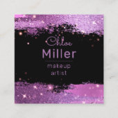 Stilvolle Glittery Magenta und Black Makeup Artist Quadratische Visitenkarte (Vorderseite)