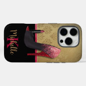 Stilvolle Glitzer-Ferse, Lipstick und Monogramm Case-Mate iPhone Hülle (Rückseite (Horizontal))