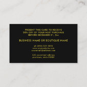 Stilvolle Glitzer Gold Blush Leopard Coupon Card Visitenkarte (Rückseite)