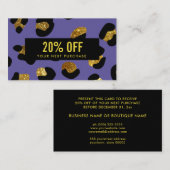 Stilvolle Glitzer Gold Lila Leopard Coupon Card Visitenkarte (Vorne/Hinten)