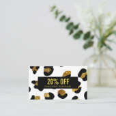 Stilvolle Glitzer Gold White Leopard Coupon Card Visitenkarte (Stehend Vorderseite)