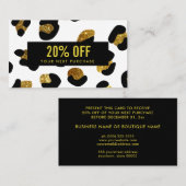 Stilvolle Glitzer Gold White Leopard Coupon Card Visitenkarte (Vorne/Hinten)