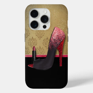 Stilvolle Glitzer Heelse & Lipstick Case-Mate iPhone Hülle