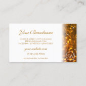 Stilvolle Glitzer-Initialen von White Orange Spark Visitenkarte (Rückseite)