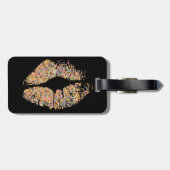 Stilvolle Glitzer-Lippen Gepäckanhänger (Rückseite horizontal)