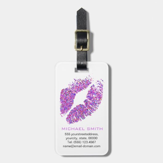 Stilvolle Glitzer Lips #11 Gepäckanhänger (Vorderseite vertikal)