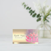 Stilvolle Glitzer Lotus Blume Gold Yoga Instructor Visitenkarte (Stehend Vorderseite)