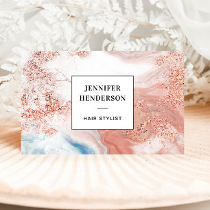 Stilvolle Glitzer Pink Rose Gold & Black Typografi Visitenkarte