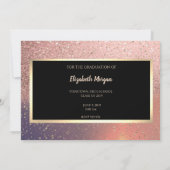 Stilvolle Glitzer Rose Gold Abschluss Save the Dat Date (Rückseite)