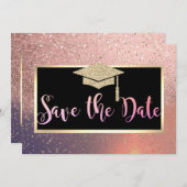 Stilvolle Glitzer Rose Gold Abschluss Save the Dat Save The Date (Vorne/Hinten)