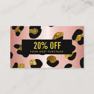Stilvolle Glitzer Rose Gold Leopard Coupon Card Visitenkarte