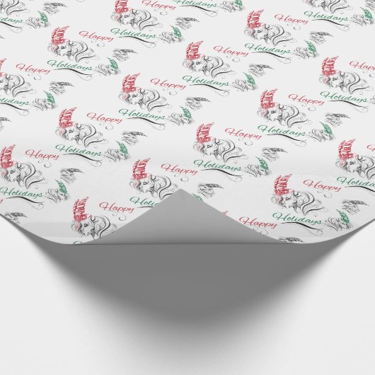 Stilvolle GOATS Happy Holidays Small Print Geschenkpapier (Ecke)