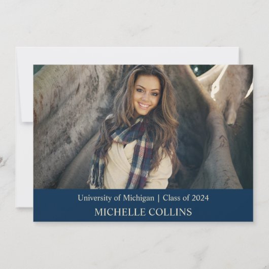 Stilvolle Gold Abschluss Einladung (Rückseite)