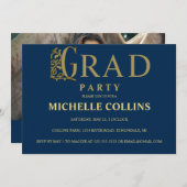 Stilvolle Gold Abschluss Einladung (Vorne/Hinten)