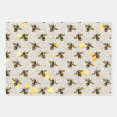 Stilvolle Gold Bees Honeycomb Honey Stripes Geschenkpapier Set (Vorderseite 2)