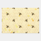 Stilvolle Gold Bees Honeycomb Honey Stripes Geschenkpapier Set (Vorderseite)