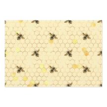 Stilvolle Gold Bees Honeycomb Honey Stripes