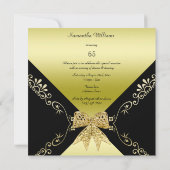 Stilvolle Gold & Black Decorative Bow 65. Geburtst Einladung (Rückseite)