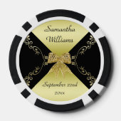 Stilvolle Gold & Black Decorative Bow Birthday Pokerchips (Rückseite)