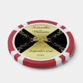 Stilvolle Gold & Black Decorative Bow Birthday Pokerchips (Einzeln)