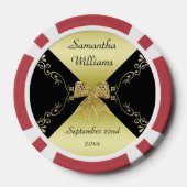 Stilvolle Gold & Black Decorative Bow Birthday Pokerchips (Rückseite)