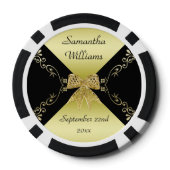 Stilvolle Gold & Black Decorative Bow Birthday Pokerchips (Rückseite)