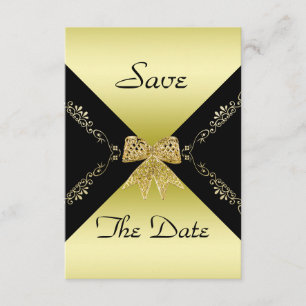 Stilvolle Gold & Black Decorative Bow Save the Dat Date