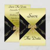 Stilvolle Gold & Black Decorative Bow Save the Dat Date (Vorne/Hinten)