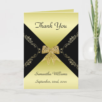 Stilvolle Gold & Black Decorative Bow Vielen Dank Dankeskarte