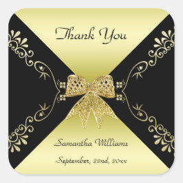 Stilvolle Gold & Black Decorative Bow Vielen Dank Quadratischer Aufkleber