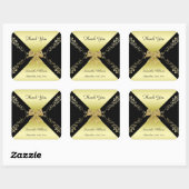 Stilvolle Gold & Black Decorative Bow Vielen Dank Quadratischer Aufkleber (Blatt)