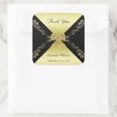 Stilvolle Gold & Black Decorative Bow Vielen Dank Quadratischer Aufkleber (Tasche)