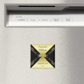 Stilvolle Gold & Black Dekorative Bow-Gefallen Magnet (In Situ (Geschirrspüler))