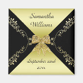 Stilvolle Gold & Black Dekorative Bow-Gefallen Magnet (Vorne)