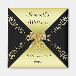 Stilvolle Gold & Black Dekorative Bow-Gefallen Magnet