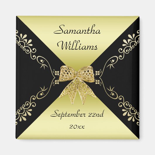 Stilvolle Gold & Black Dekorative Bow-Gefallen Magnet (Vorne)