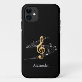 Stilvolle Gold Black Music Clef Personalisiert Case-Mate iPhone Hülle