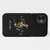 Stilvolle Gold Black Music Clef Personalisiert Case-Mate iPhone Hülle (Rückseite (Horizontal))