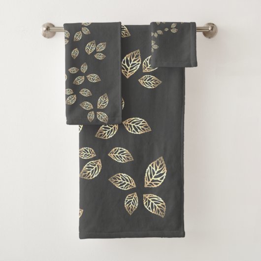 Stilvolle Gold-Blätter Badhandtuch Set (Insitu)