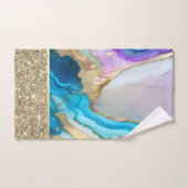 Stilvolle Gold, Blau, violetter Marmor Badhandtuch Set (Handtuch)