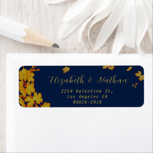 Stilvolle Gold Blume Navy Blue Rücksendeadresse