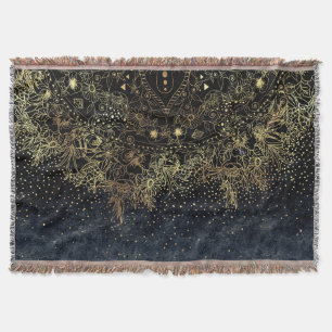 Stilvolle Gold Blumenmandala und Konfetti Decke