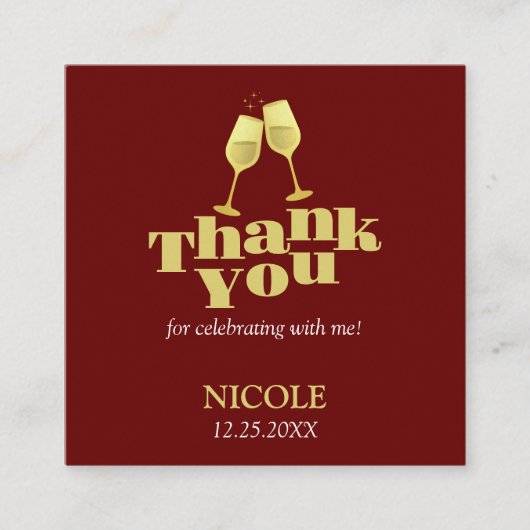 Stilvolle Gold Champagne Burgundy Geburtstag Viele Begleitkarte (Vorderseite)