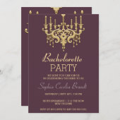 Stilvolle Gold Chandelier Party Einladung (Vorne/Hinten)