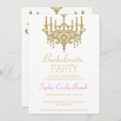 Stilvolle Gold Chandelier Party Einladung (Vorne/Hinten)